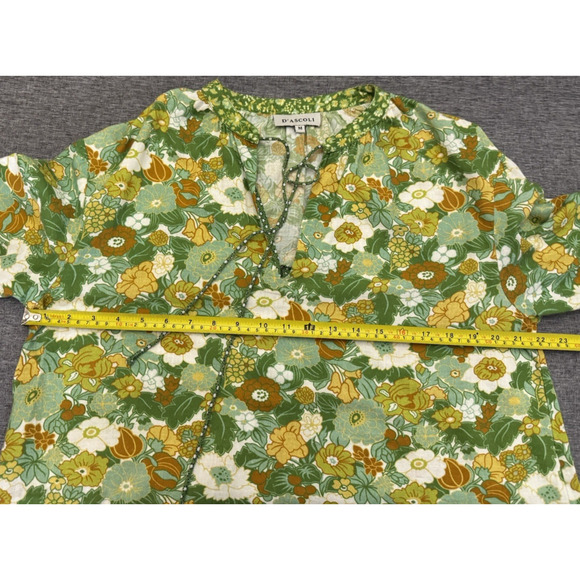 D'Ascoli Women Dress Green Lulu Mini Floral V Neck A Line Cottagecore Boho M - Picture 4 of 7